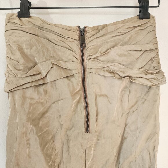 Burberry Gold Strapless Dress Size 4 Back Zip Solid Wrap Front - Picture 5 of 10